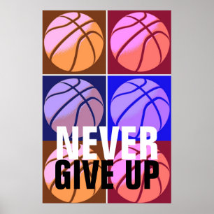 Aldrig Ge up-popup-artikel Basketball Motivering Poster