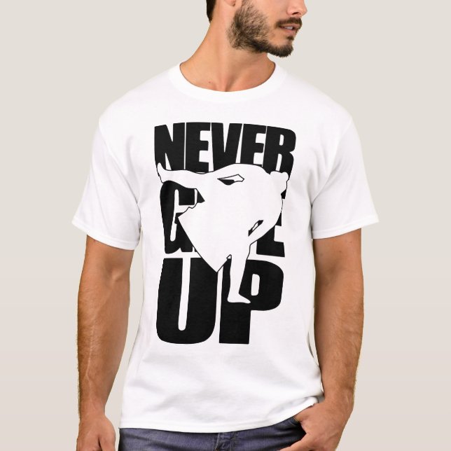 Aldrig Ge Up Sumo Wrestler T Shirt (Framsida)