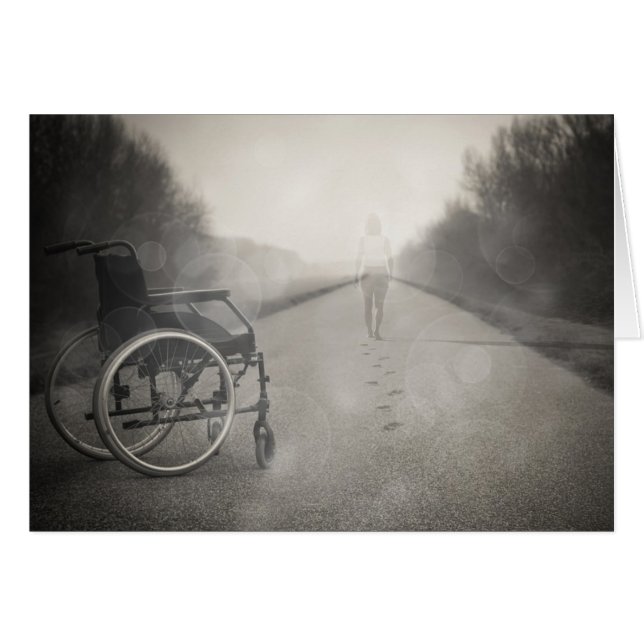 "Aldrig Ge Up" - Ur rullstolskortet Hälsningskort (Framsidan Horizontal)