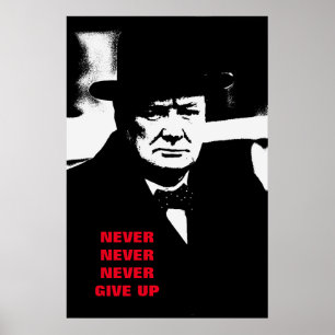 Aldrig Ge Up Winston Churchill Motivation Pop Art Poster