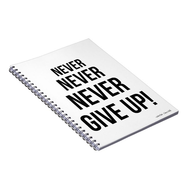 Aldrig Ge Up Winston Churchill Motivational Anteckningsbok (Högra Sidan)
