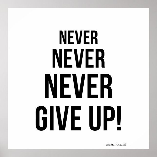 Aldrig Ge Up Winston Churchill Motivational Poster (Framsidan)
