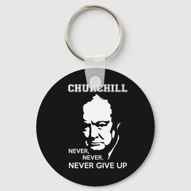 ALDRIG GE UP WINSTON CHURCHILL QUOTE NYCKELRING (Framsida)