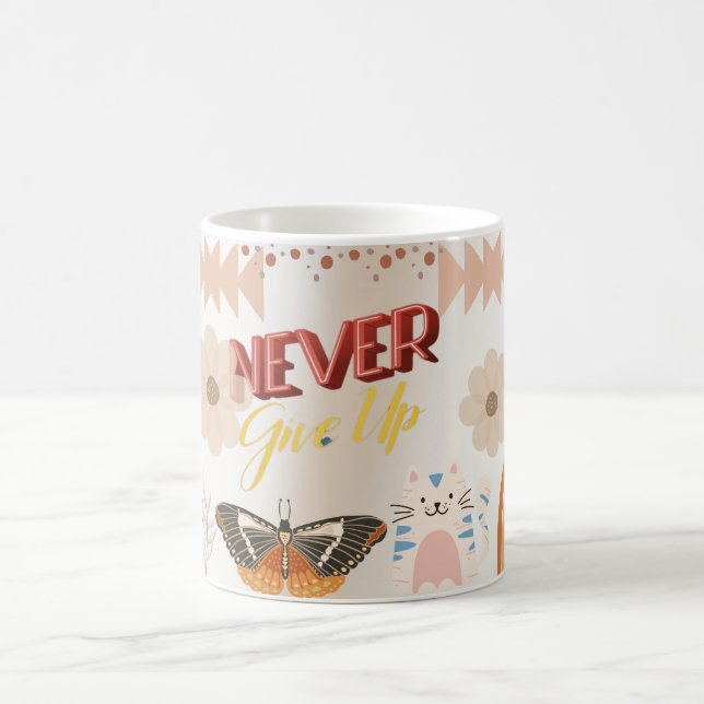 aldrig ge upp, aldrig sluta läsa kaffemugg (Center)