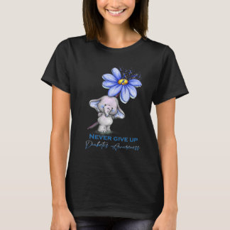 Aldrig Ge upp diabetisk solrosblomma elefant T Shirt