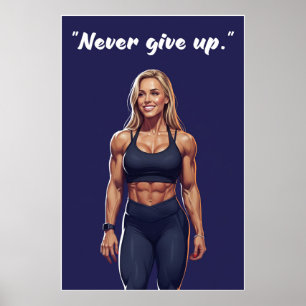 Aldrig Ge Upp – Fitness Motivationscitat Poster