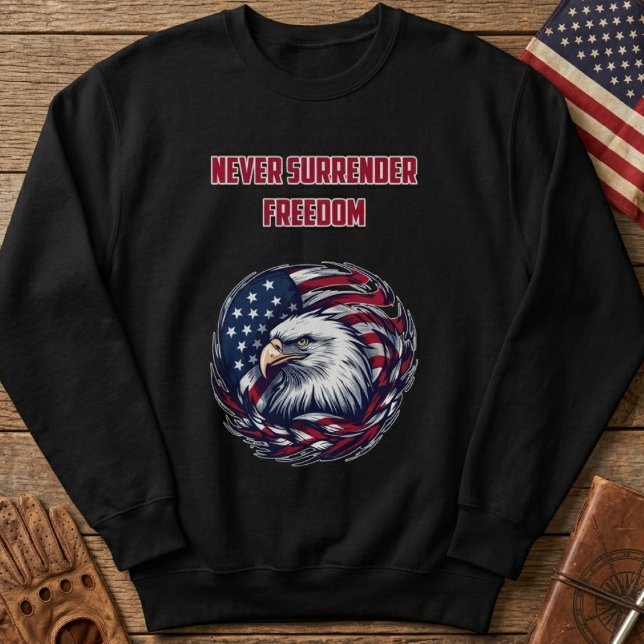 Aldrig Ge Upp Frihet Amerikansk Patriot Modig Lång Ärmad Tröja (Skapare uppladdad)