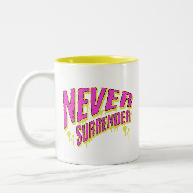 Aldrig Ge Upp Graffiti Motivation Typografi Två-Tonad Mugg (Vänster)