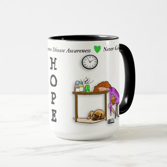 Aldrig ge upp HOPP Lyme Disease Warrior Kaffe Mugg (Framsida höger)