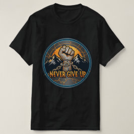 Aldrig Ge Upp Inspirerande Näve och Berg T Shirt