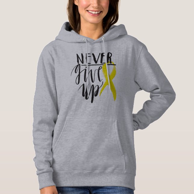 ALDRIG GE UPP KVINNORS BLÅDA Svettskjorta T-shirt (Framsida)
