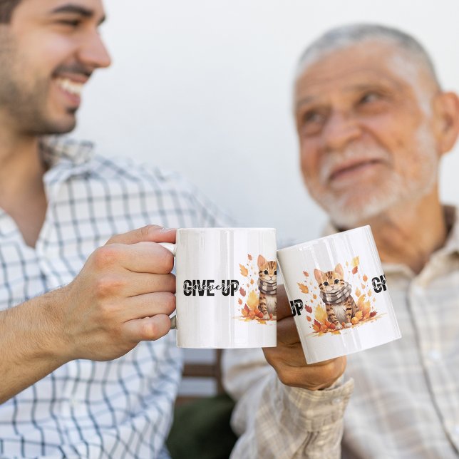 Aldrig ge upp med Cute Bengal Cat i Fall Kaffemugg (Never give up with Cute Bengal Cat in Fall Coffee Mug)