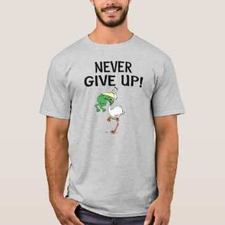 Aldrig Ge upp Motiv Pelican och Frog Tee