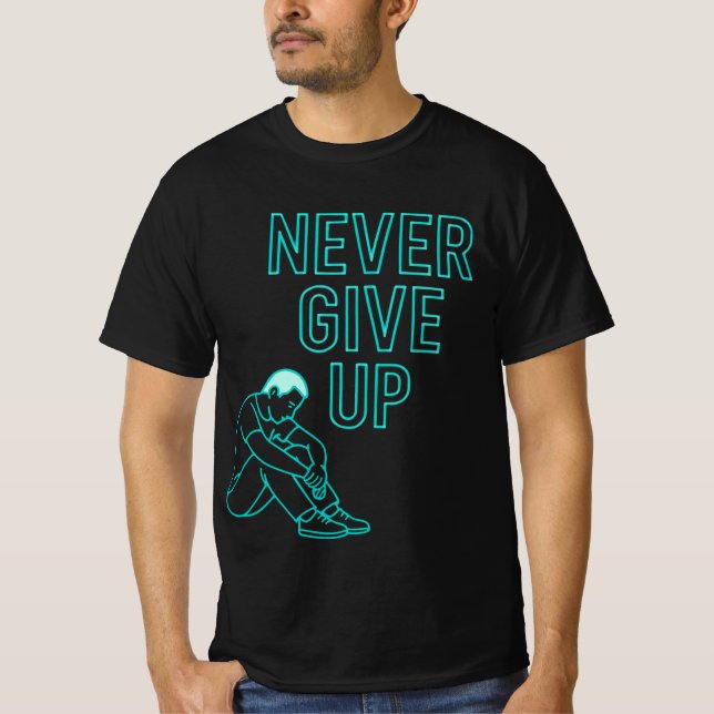 Aldrig Ge Upp – Motivationscitat T-shirt (Framsida)