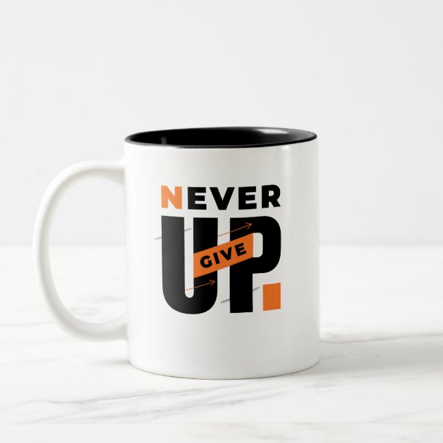 Aldrig Ge Upp Motivationskaffe Kopp För Drömmare (Vänster)