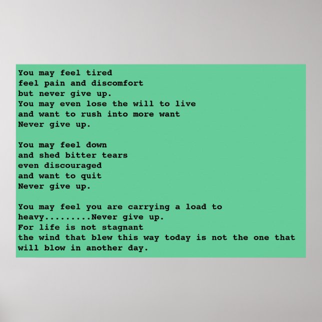 Aldrig ge upp poster (Framsidan)