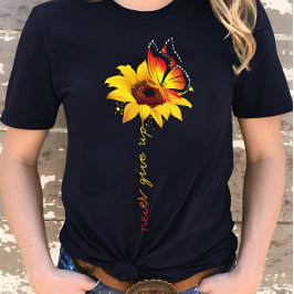 Aldrig Ge Upp Solros & Fjäril Inspirerande T Shirt