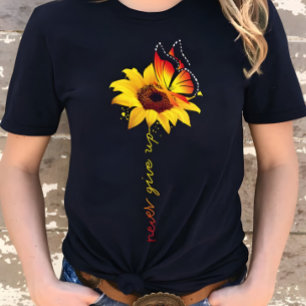 Aldrig Ge Upp Solros & Fjäril Inspirerande T Shirt