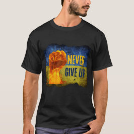 Aldrig Ge upp Ukraina med flamma T Shirt