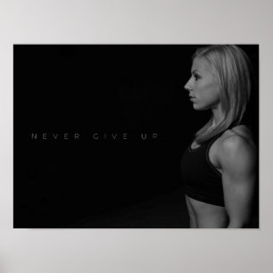 Aldrig Ge uppåt Motiveringell Gym Poster