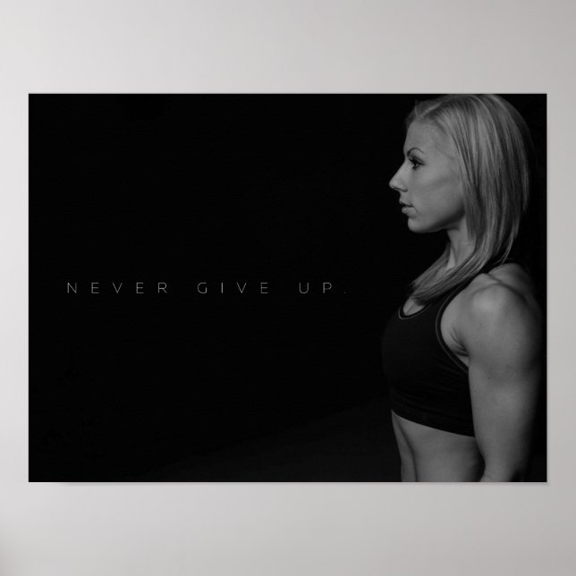 Aldrig Ge uppåt | Motiveringell Gym Poster (Framsidan)