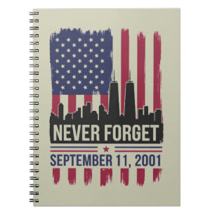 Aldrig glömma 11 september 2001 minnesdag USA Anteckningsbok