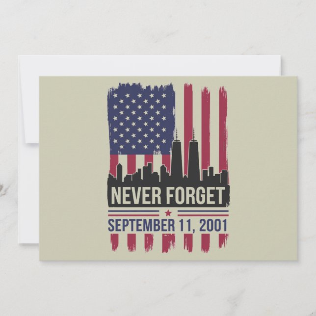 Aldrig glömma 11 september 2001 Minnesdag USA Inbjudningar (Framsida)