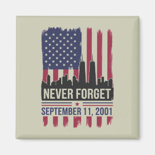 Aldrig glömma 11 september 2001 minnesdag USA Magnet