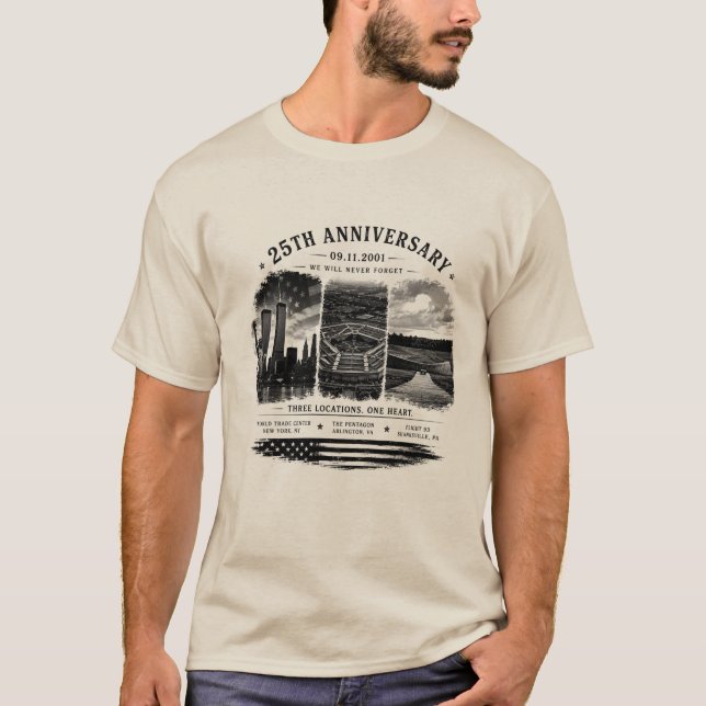 ALDRIG GLÖMMA T-Shirt för 25-årsjubileum (Framsida)