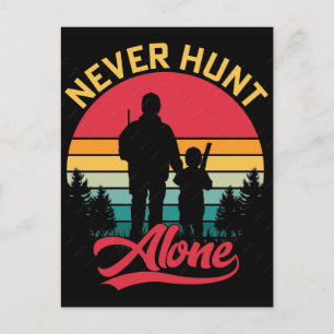 Aldrig jaga ensam vintage jakt  helg vykort