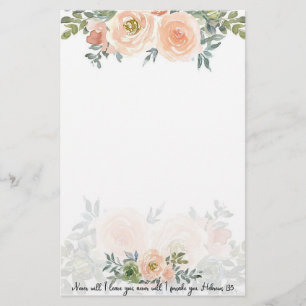 Aldrig lämna dig akvarell blommig  brevpapper