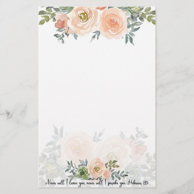 Aldrig lämna dig akvarell blommig  brevpapper (Framsida)
