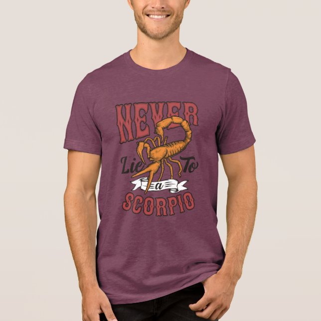 Aldrig ljuga för en skorpion t-shirt för män  (Framsida)