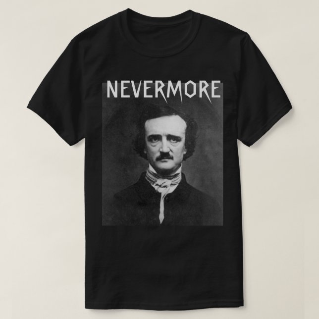 Aldrig mer Edgar Allan Poe T-shirt (Design framsida)