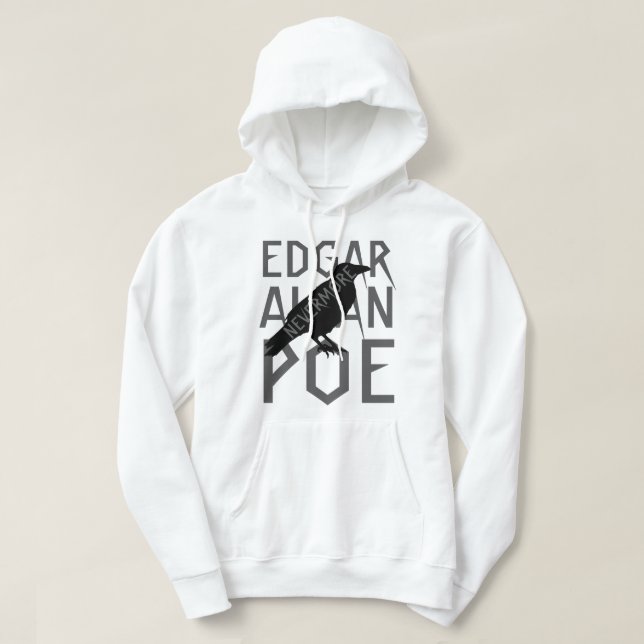 Aldrig mer Edgar Allan Poe T-shirt Hoodie (Design framsida)