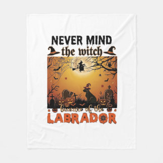 Aldrig Mind Häxa Var försiktig Labrador Halloween Fleecefilt