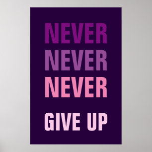 Aldrig någonsin Ge uppåt Motiverat Poster
