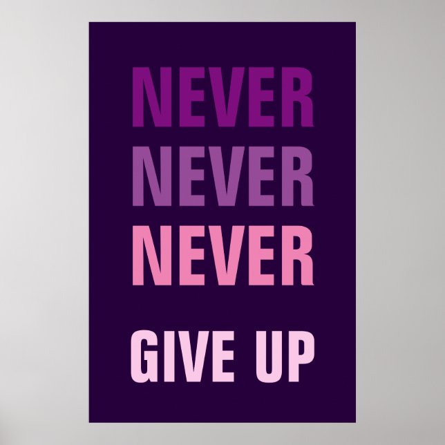 Aldrig någonsin Ge uppåt Motiverat Poster (Framsidan)