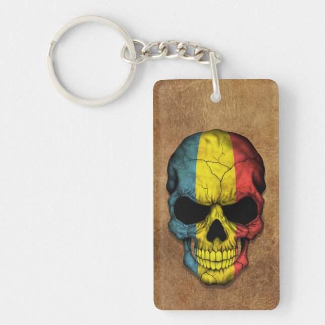 Åldrig och sliten rumänsk flaggaskalle (Framsidan)