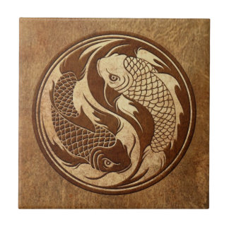 Åldrig och sliten Yin Yang Koi fisk Kakelplatta