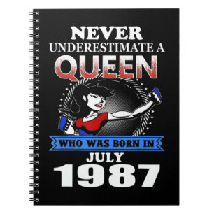 ALDRIG ODERESTIMAT A Queen Born i juli 1987 NEVE Anteckningsbok
