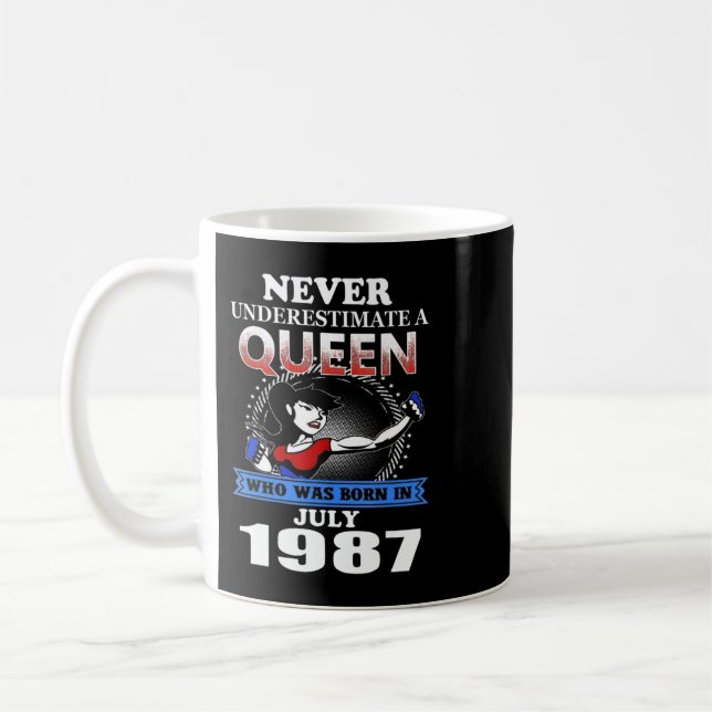 ALDRIG ODERESTIMAT A Queen Born i juli 1987 NEVE Kaffemugg (Vänster)