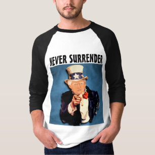 ALDRIG ÖVERKOMMANDE TRUMP PATRIOT-SHIRTS T SHIRT