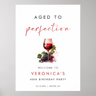 Åldrig Perfekt Vin Födelsedags Välkomstskylt Poster