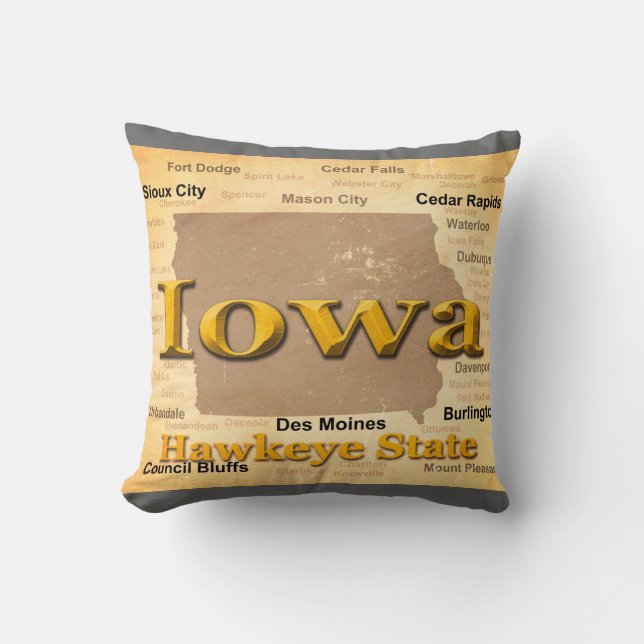 Åldrig Silhouette för Iowa statlig pridekarta Kudde (Framsida)
