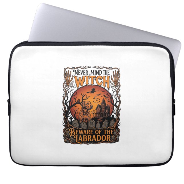 Aldrig sinne häxa akta Labrador Halloween spökhus Laptop Fodral (Framsidan)