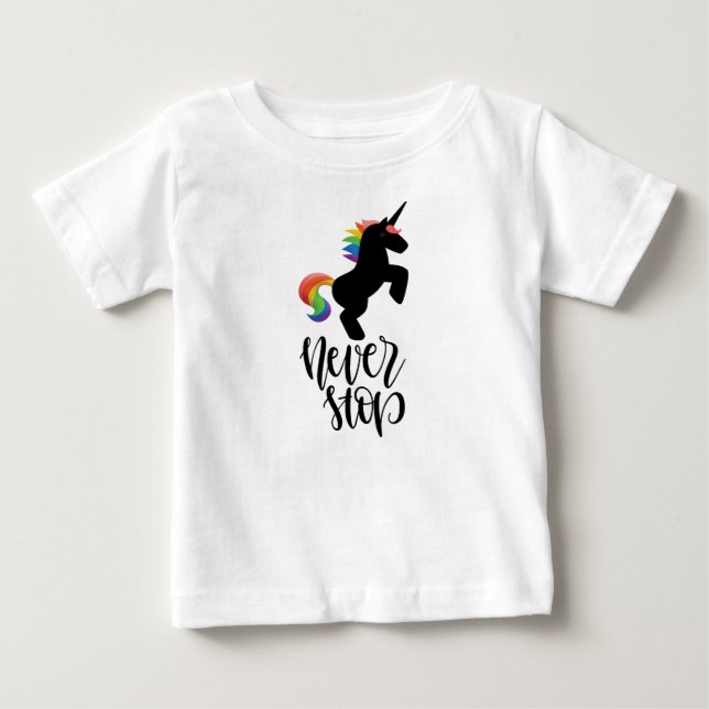 Aldrig sluta Häst tryckt T-Shirt (Framsida)