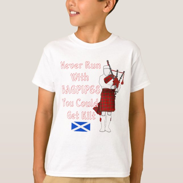 Aldrig Springa med väskor kan man få kilt T Shirt (Framsida)