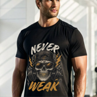 Aldrig Svag Dödskalle Gym T-Shirt | Vild Träning