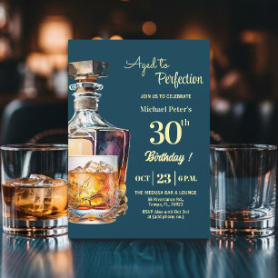 Åldrig till Perfektion Män 30-års Whiskey Födelsed Inbjudningar